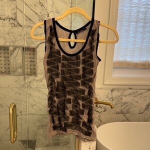 NIC+ZOE Black and Gray Geometric Tank Top